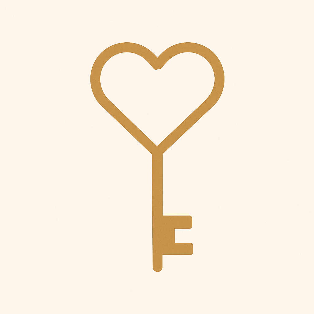 Golden heart key logo